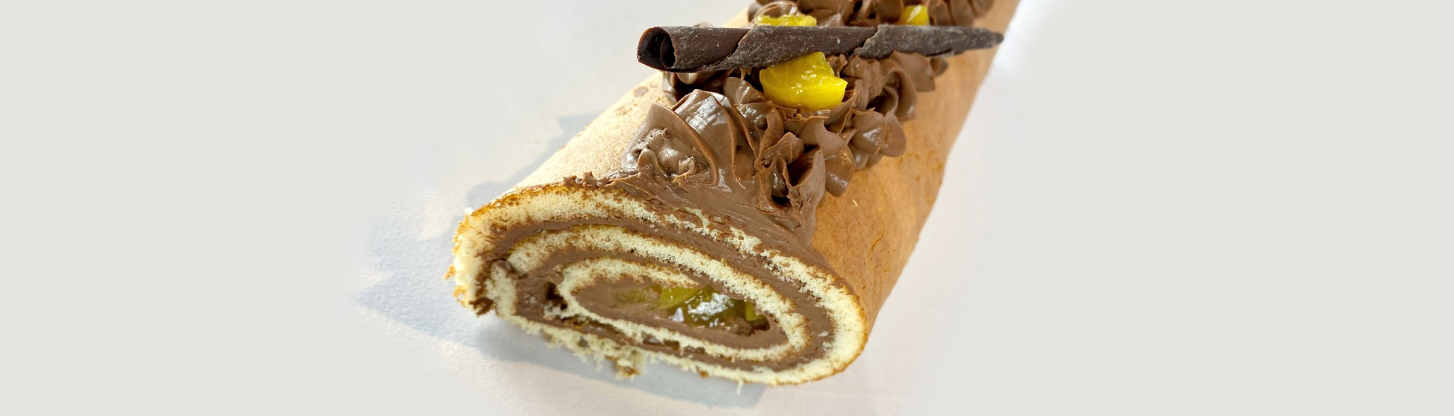Roll bavarois chocolate and apricot