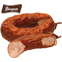 Mittelgrob zerkleinerte Brühwurst aus Schweinefleisch mit Wacholder, geräuchert und luftgetrocknet.