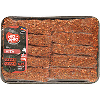 Röllchen aus Hackfleischzubereitung "Mici Vita" mit Rindfleisch, mit zugesetztem Trinkwasser und Rinderfett, tiefgefroren