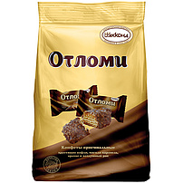 Waffelschnitte "Otlomi" mit Creme (30%) und Weichkaramell (28%), in kakaohaltiger Fettglasur (20%).