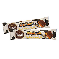 "Krowkowa" Milchschokolade mit Karamellfüllung (47%). Milchschokolade enthält neben Kakaobutter auch andere pflanzliche Fette.
