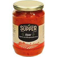 Paprika- und Auberginenzubereitung "Ajvar". Pasteurisiert
