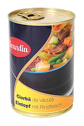 Suppe mit Gemüse und Rindfleisch "Ciorba cu legume"