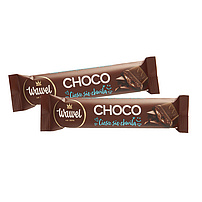 "Choco" Barre de chocolat fourré au chocolat (51%). Le chocolat contient des matières grasses végétales en plus de beurre de cacao.