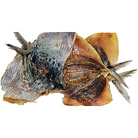 Svačina z východoasijské měsíční ryby (Mene maculata), solená a sušená, s kůží bez hlavy