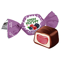 Konfekt "Konti Cream Joghurt" mit Füllung mit Waldbeeren - Geschmack 28,2% in kakaohaltiger Fettglasur 20% /lose