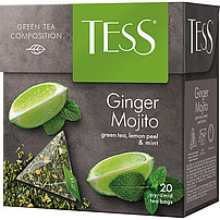 Grüner Tee "Tess Ginger Mojito", aromatisiert- Mojito, mit Zitronenschalen, Minze und Ingwer, in Pyramidenteebeuteln