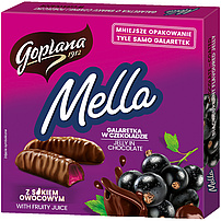 Geleekonfekt "Mella" mit schwarze Johannisbeerengeschmack umhüllt von Schokolade