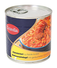 Bohneneintopf mit geräucherten Würstchen "Scandia-Carnaciori cu fasole"