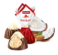 "Monblan" Milchschokolade- Konfekt mit Kokoscremefüllung (47%) und Mandeln (6%) /lose