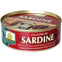 Atlantische Sardine - Stücke mit Haut und Gräten in Tomatensoße