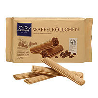 Waffelröllchen mit Kaffeecreme