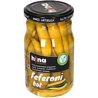 "Feferoni hot" - Eingelegte scharfe Peperoni. Pasteurisiert.