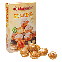 Brandteiggebäck "Eclairs" mit 70% Cremefüllung, mit 0,9% Honig, tiefgefroren