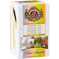Teemischung "Four Seasons" aus 4 Sorten aromatisierter Ceylon Schwarzer und Grüner Tee, 25 Teebeutel