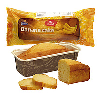 Kastenkuchen mit Bananengeschmack und Bananenzubereitung 3,25%, fertig gebacken, tiefgefroren