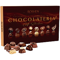 "Chocolateria" Assorti aus Schokoladekonfekt mit verschiedenen Füllungen und Konfekt. Enthält Alkohol.