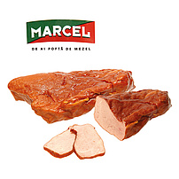 Fleischerzeugnis "Pastrama de porc", gepökelt, gegart und geräuchert, mit Sojaeiweißisolat, Erbseneiweißhydrolisat  und Milcheiweiß