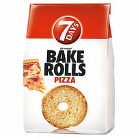 Runde Crunches mit Pizzageschmack "BAKE ROLLS PIZZA"
