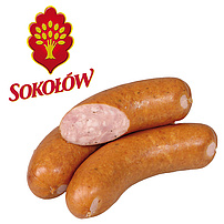 Polnische Schweinefleischwurst mit Rindfleisch (3,5%). Mittelgrob zerkleinert, geräuchert und gedämpft. Mit tierischem Eiweiß (Schwein) und Sojaeiweiß.
