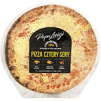 "Pizza cztery sery" - Pizza mit schnittfestem Mozzarella, Gouda, Edamer und Schweizer Schnittkäse