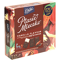 Zarte Schaumzuckerware "Ptasie Mleczko" mit Vanillegeschmack in Bitterschokolade