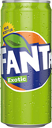 Erfrischungsgetränk "Fanta Exotic" mit exotischem Fruchtgeschmack, mit Zucker und Suessungsmitteln