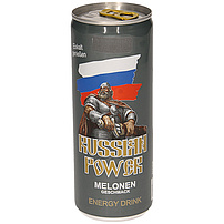"RUSSIAN POWER" Koffeinhaltiges Erfrischungsgetränk mit Cantaloupe-Melonen-Geschmack. Erhöhter Koffeingehalt.