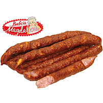 Mittelgrobe getrocknete Brühwurst "KABANOSY Z CIELECINA" aus Schweinefleisch mit Kalbsfleisch, geräuchert in Schafsdarm
