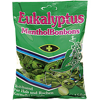 "Eukalyptus Menthol" Hartkaramellen mit Eukalyptus- und Pfefferminzöl.