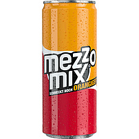 Koffeinhaltiges Erfrischungsgetränk "Mezzo Mix" mit Pflanzenextrakten und feinem Orangengeschmack