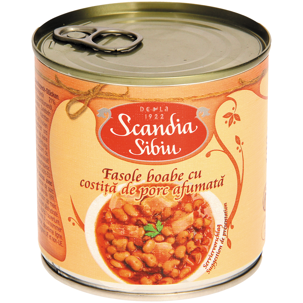 Bohneneintopf mit geräuchertem Bauchspeck "Scandia- Costita cu fasole boabe"