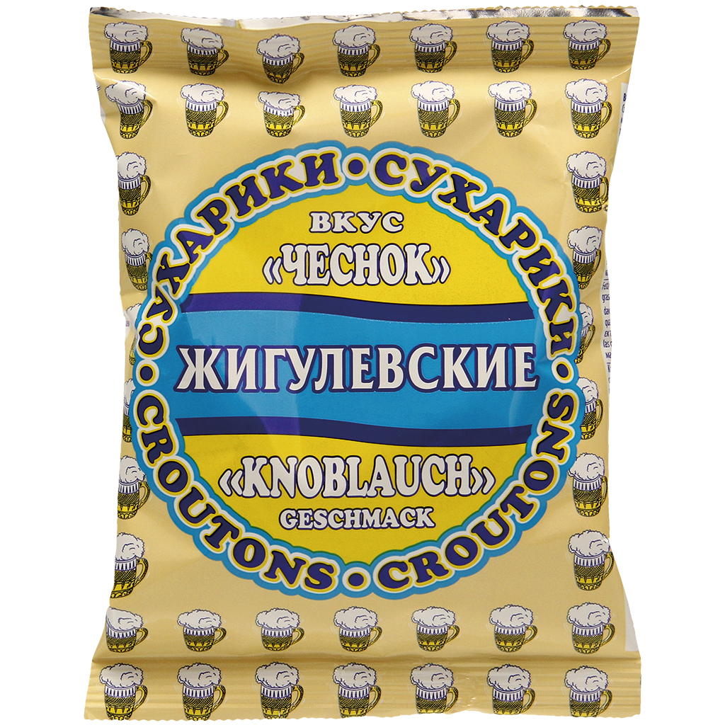 Schwarzbrotcroutons "Zhiguljovskie suhariki" mit gerösteter Knoblauchgeschmack