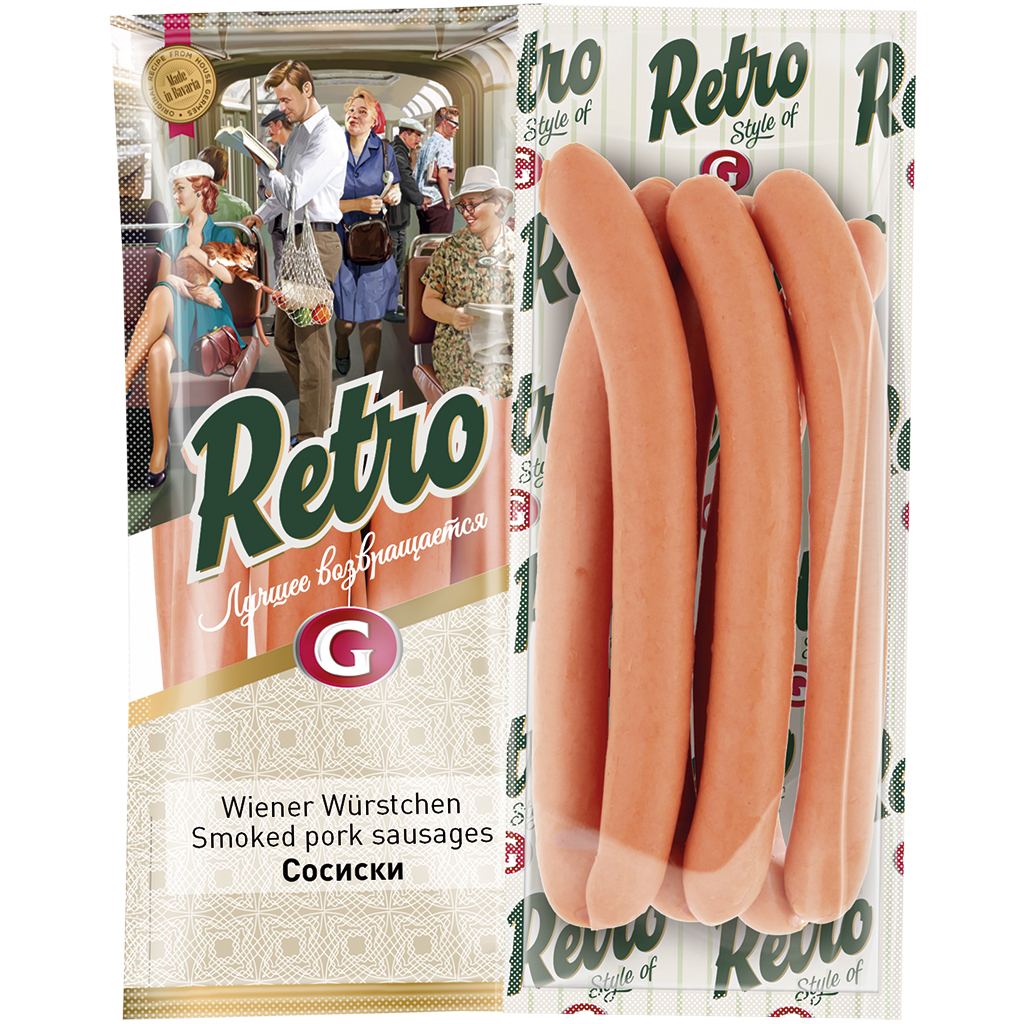 Wiener Würstchen "Sosiski RETRO" im Saitling, geräuchert