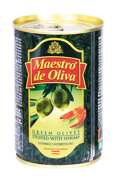 Grüne Oliven gefüllt mit Krevetten