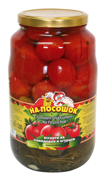 Eingelegte Tomaten und Gurken "Na Pososchok"