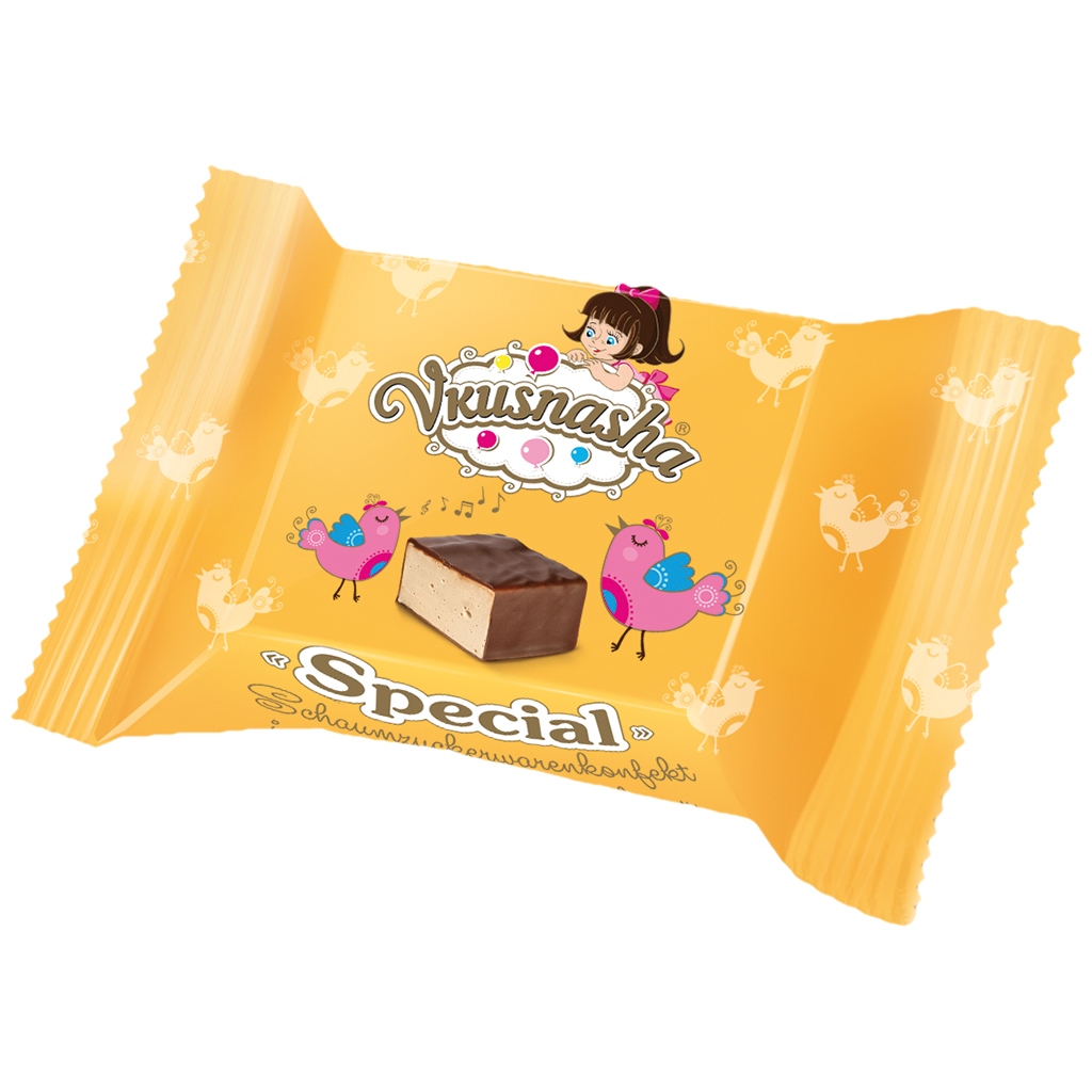 Schaumzuckerwarenkonfekt "Vkusnasha" Special mit Karamellgeschmack in kakaohaltiger Fettglasur /lose
