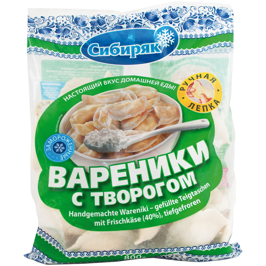 Handgemachte Wareniki – gefüllte Teigtaschen mit Frischkäse (40%), tiefgefroren