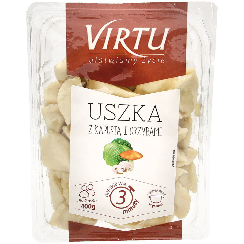 Teigtaschen "Uszka", garfertig, gefüllt mit Sauerkraut, Butterpilzen und Champignons