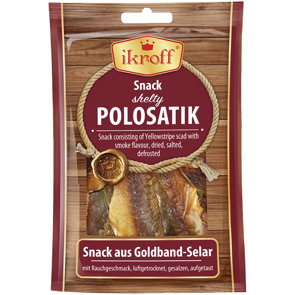 Snack aus Goldband-Selar (Selaroides leptolepis), luftgetrocknet und gesalzen- dunkel