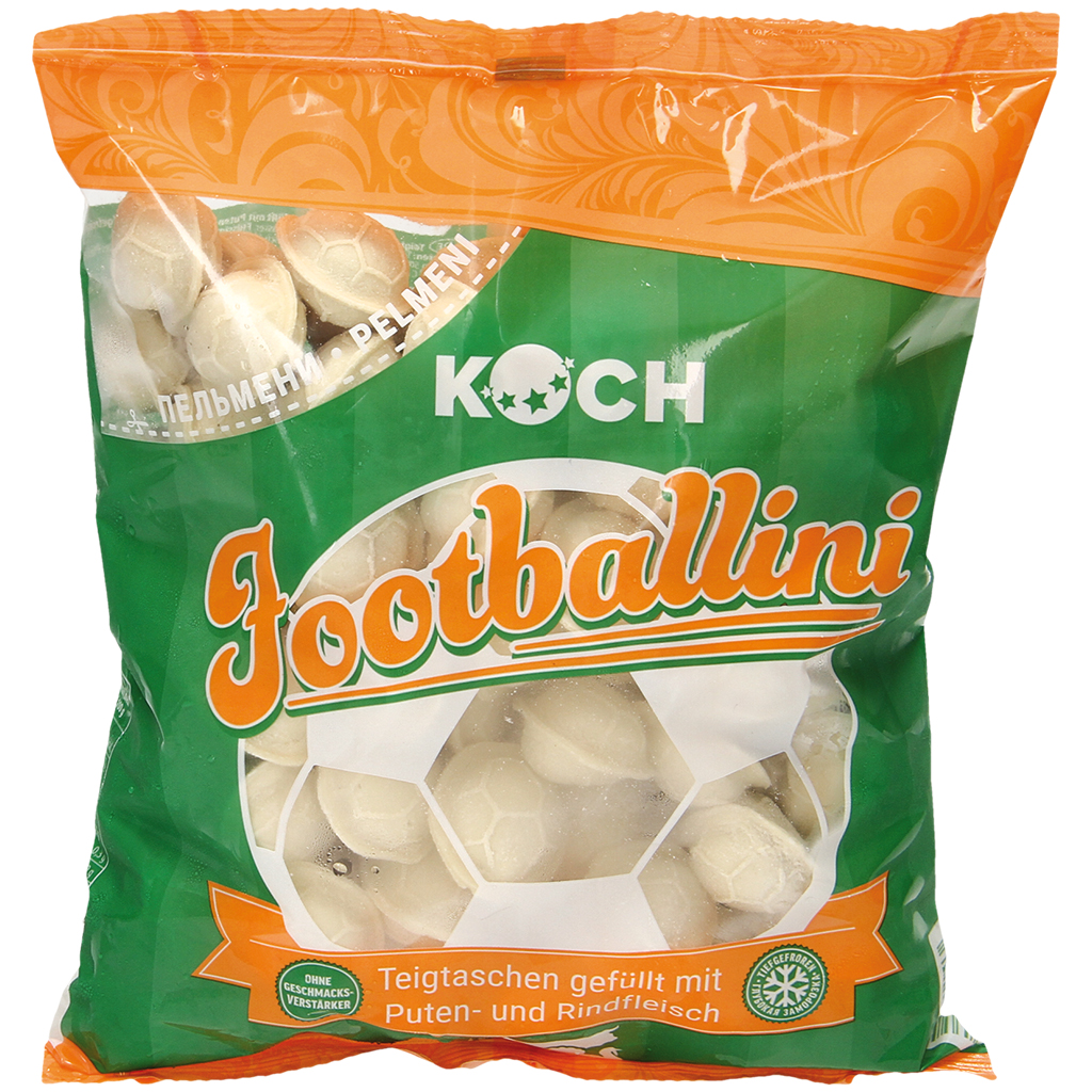 Teigtaschen "Footballini" gefüllt mit Puten- und Rindfleisch
