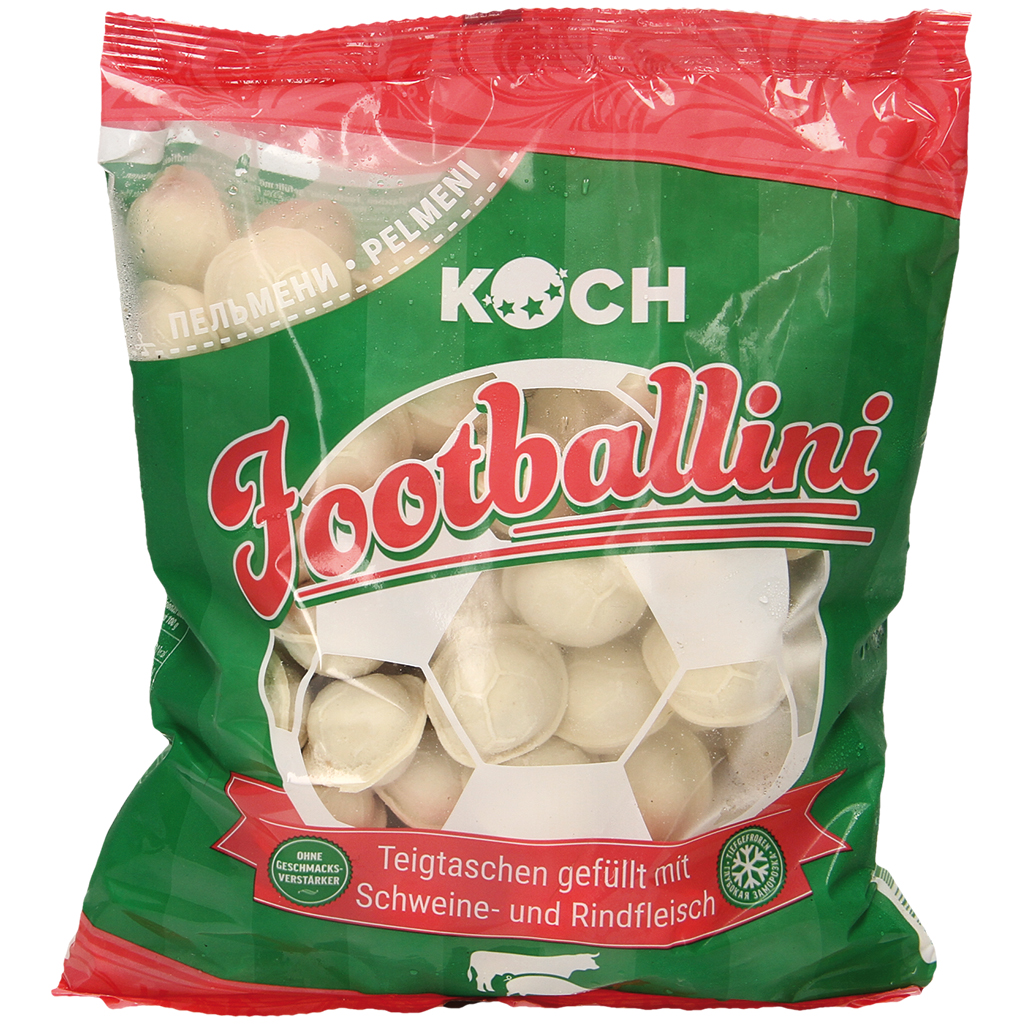 Teigtaschen "Footballini", mit Schweine- Rindfleischfüllung, tiefgefroren
