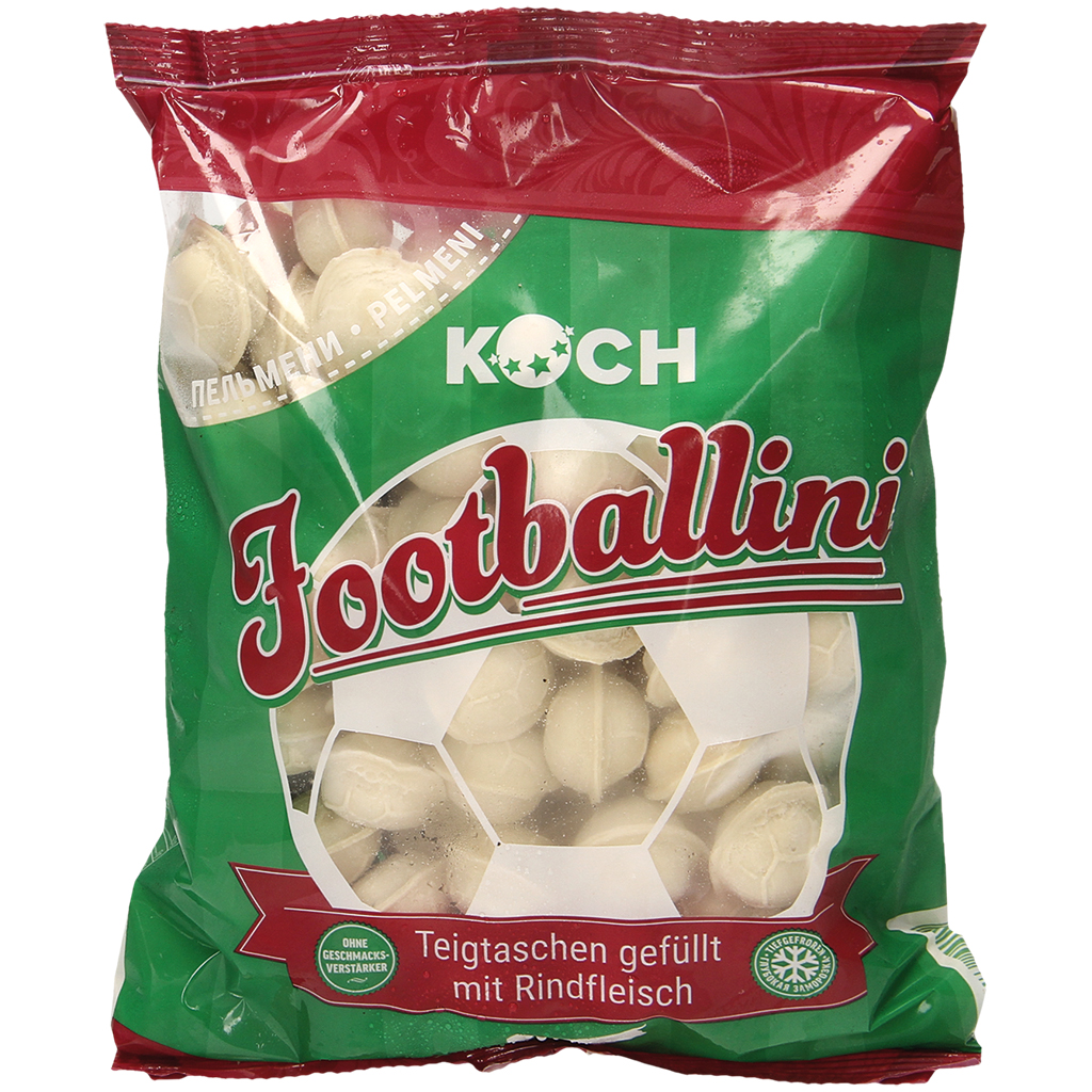 Teigtaschen "Footballini" gefüllt mit Rindfleisch tiefgefroren