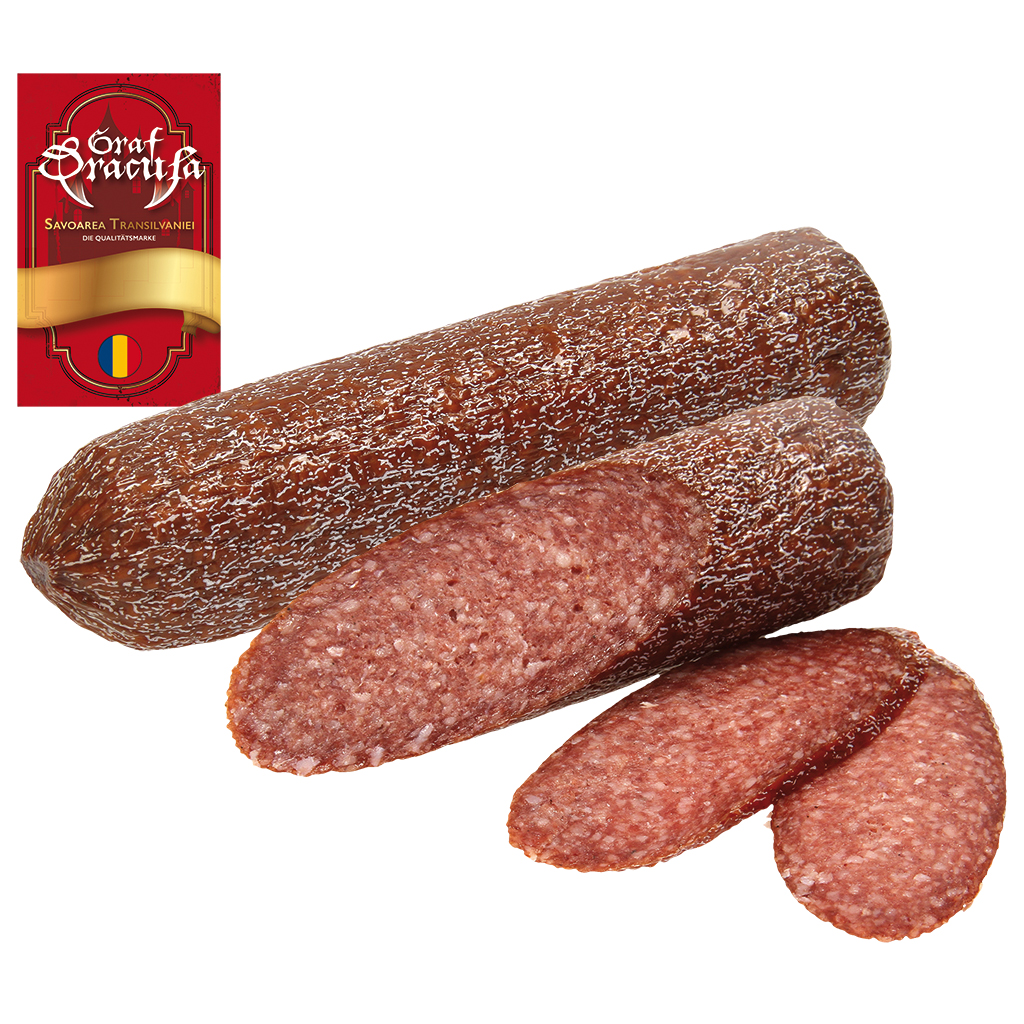 Salami "PELES" mit Rindfleisch, luftgetrocknet, lagerfähig, mit Hämoglobin.