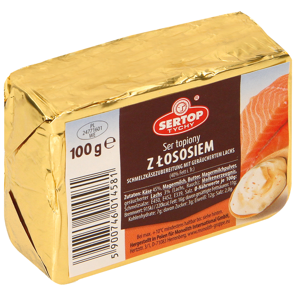 Préparation de fromage fondu avec saumon fumé (40% de matières grasses dans la m. s.) "Ser topiony Z LOSOSIEM"