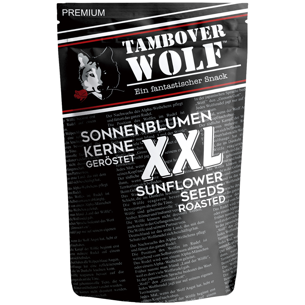 Schwarze Sonnenblumenkerne "Tambover Wolf" XXL in Schale, geröstet