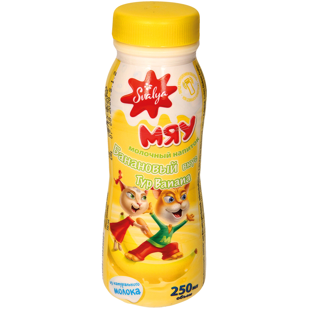 Milchmischerzeugnis "Mjau" mit Bananengeschmack, wärmebehandelt, 2,5 % Fett im Milchanteil.
