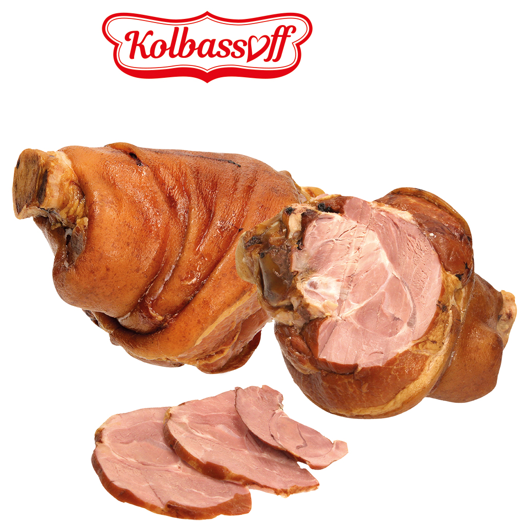 Hintere Schweinshaxe, gepökelt, gekocht und geräuchert