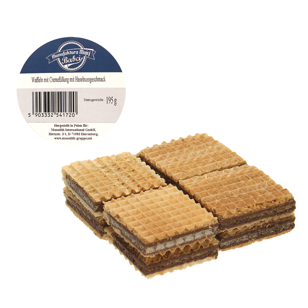 Waffeln mit Cremefüllung mit Haselnussgeschmack