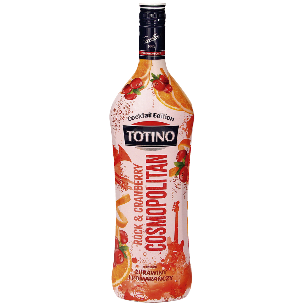 Aromatisiertes alkoholisches Getränk mit Orangen-Moosbeeren-Geschmack "Totino Rock & Cranberry Cosmopolitan", gegoren aus Apfelsaftkonzentrat.